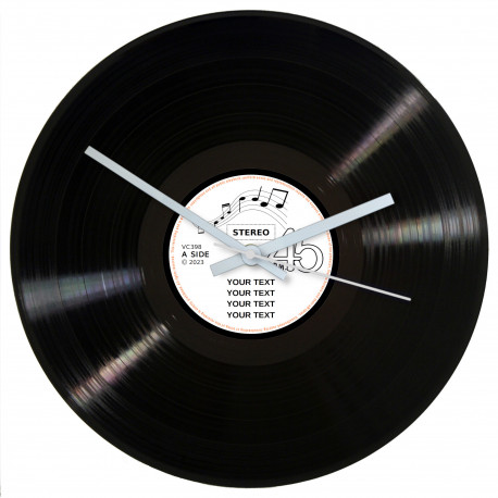 Personalised 12 Inch Vinyl Record Wall Clock with white label