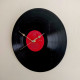 Hand Made Vinyl Record Wall Clock 30cm 12 inches Silver and Red