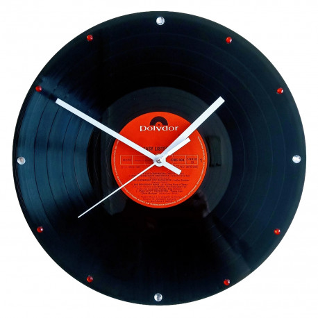 Hand Made Record Clock 12 inch LP With Red Label & White Clock Hands