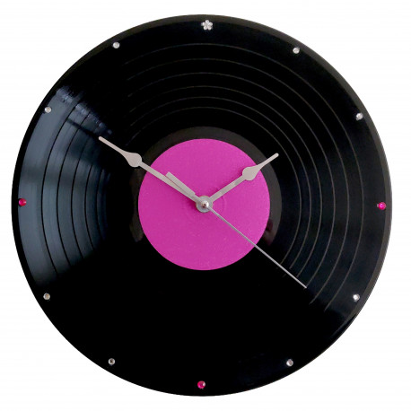 Pink Glitter Vinyl Record Wall Clock – Unique Pink Decor
