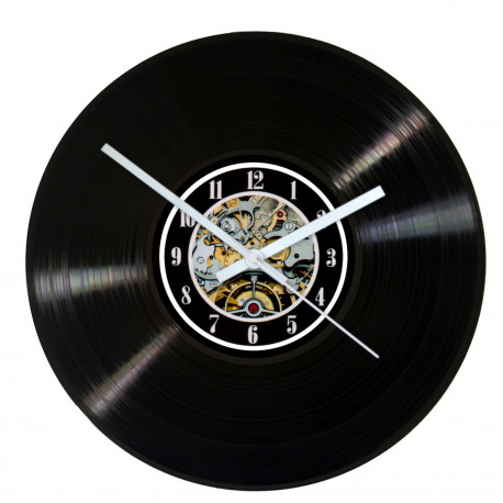Mechanical Gears Vinyl Record Wall Clock – Steampunk-Inspired Timepiece
